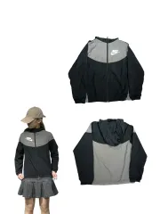 Nike(ナイキ） 黒 グレー バイカラー ウインドブレーカー フード トラック ジャケット L