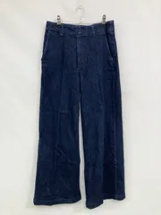 UNIQLO ユニクロ デニムパンツ M ネイビー フルレングス 無地 ワイド・ルーズ ストレート レギュラー リジッド・ワンウォッシュ