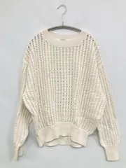 green label relaxing グリーンレーベルリラクシング ニット/セーター アイボリー コットン ニット 無地 ミドル丈 長袖 クルーネック(丸首)