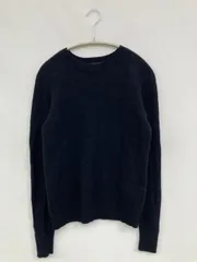 UNIQLO ユニクロ ニット/セーター S ネイビー ウール・ニット 無地 ミドル丈 長袖 クルーネック(丸首)