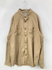 Carhartt カーハート シャツ/ブラウス 2XL ベージュ コットン ストレッチ 無地 ワンポイント ブランドロゴ ミドル丈 長袖 ボタンダウン