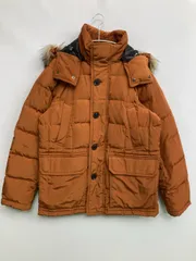 UNIQLO ユニクロ ダウンジャケット/コート M ブラウン 無地 ブランドロゴ ミドル丈 フードあり フード取り外し可 ジップアップ ボタン留め