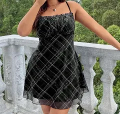 チェック フリル ビスチェ ワンピース (特大)