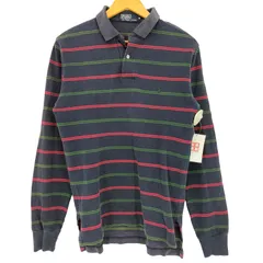 ポロバイラルフローレン Polo by RALPH LAUREN ポニー刺繍 ボーダー 鹿の子 コットン 長袖ポロシャツ メンズ import：M 