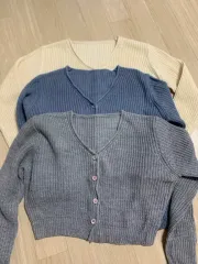 レディース クロップド ニットカーディガン 新品 3 カラー