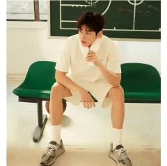 新品 GIORDANO(ジョルダーノ) プリント ミニ フレンチテリー ショートパンツ ハーフパンツ L ベージュ 白