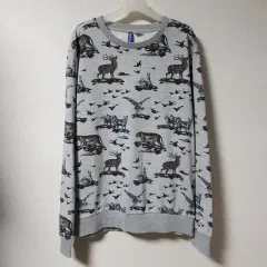 XL ／ H ＆ M グレー 動物 スウェットシャツ/ 1356 /トップ
