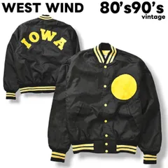80s90s ヴィンテージ WEST WIND IOWA ビッグワッペン入り スタジャン ブラックのサムネイル