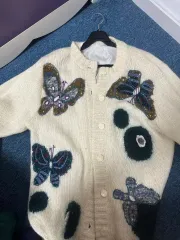 ヴィンテージ 蝶 刺繡 ニット カーディガン