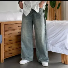 パンツ) サイド バルーン バックバンディング ワイド デニムパンツ