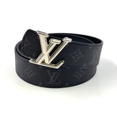 LOUIS VUITTON LVロゴ モノグラム レザー×PVC ブラック ベルト シルバー M8846
