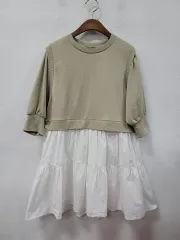 Heather カーキ/白 ティアードスカート