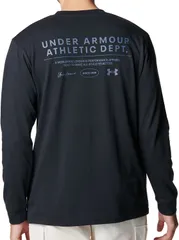 アンダーアーマー UNDER ARMOUR UA HEAVYWEIGHT LOGO GRAPHIC LONG SLEEVE T-SHIRT メンズ ロングTシャツ ヘビーウェイト 長袖 背面プリント  6007833 001 BLACK
