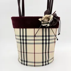 BURBERRY（バーバリー）ヴィンテージ ノバチェック トートバッグ ハンドバッグ ベージュ系 キャンバス レザー フラワーモチーフ レディース