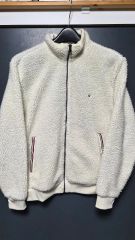 M)トミーヒルフィガー アイボリー ボア フリース ジップアップ