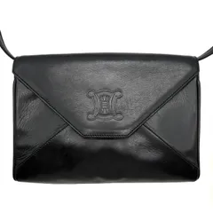 CELINE　セリーヌ　マカダム　ショルダーバッグ　レザー　ブラック　トリオンフ　２WAY　クラッチバッグ　vintage　ヴィンテージ