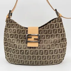 FENDI（フェンディ）マンマバケット ショルダーバッグ ズッキーノ柄 ブラウン系 キャンバス レザー シルバートーン金具 レディース ヴィンテージ