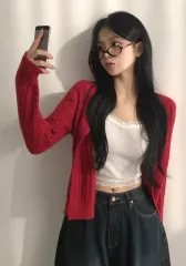 ケーブル編み 長袖 ニット カーディガン