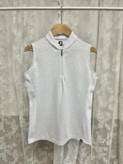 S) FootJoy FJ ドット柄 ノースリーブ ハーフジップアップ ゴルフ Tシャツ