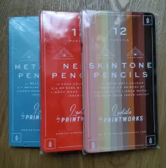 スウェーデン プリントワークス スキン トーン ネオン メタリック 12色 3種 色鉛筆 セット