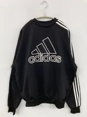 adidas アディダス スウェット XS ブラック ジャージ 前面プリント ブランドロゴ ライン柄 長袖