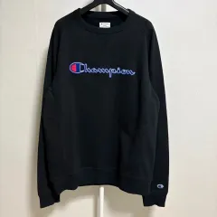 Champion(チャンピオン) アップリケ 刺繡 裏起毛 パーカー スウェットシャツ ／ 黒 L