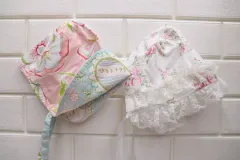 ys164 幼児用帽子 コットン両面レース ボンネットハット 2 犬用バッチ/倉庫ギャラリー