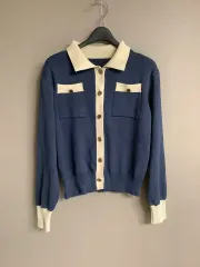 カラー ゴールドボタン カーディガン レディースカーディガン