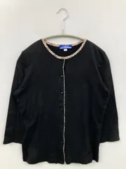 BURBERRY BLUE LABEL バーバリーブルーレーベル カーディガン/ボレロ M ブラック 無地 チェック柄 ワンポイント ミドル丈 半端袖