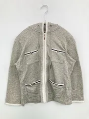 TOMMY HILFIGER トミーヒルフィガー パーカー S グレー コットン 無地 ワンポイント ブランドロゴ ライン柄 ジップアップ 長袖