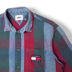 L Tommy Hilfiger(トミーヒルフィガー) ワンポケット チェック デニム 長袖シャツ