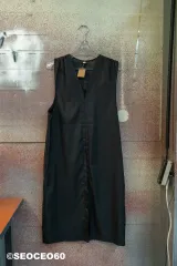 レディース ノーブランド Vネック ブラック ロング丈ワンピース フリーサイズ
