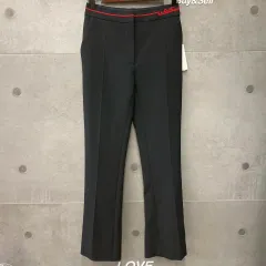 Valentino(ヴァレンティノ) 女性用 ビズ ロゴ スラックス パンツ ブラック/レッド- H013123