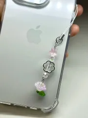 ハンドメイド/新品 花 星 ビーズキーホルダー デカキーリング AirPodsキーリング 携帯電話キーリング