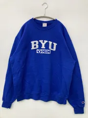 Champion チャンピオン スウェット L ブルー コットン 前面プリント ブランドロゴ 長袖