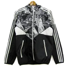 アディダスオリジナルス パーカー トップス 長袖 ジップアップ スポーツウエア メンズ Mサイズ 黒×白 adidas Originals 【中古】