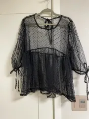 ドット シースルー ブラウス ブラック 新品