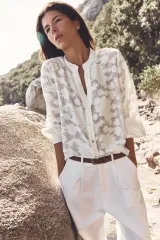 zara ZARA(ザラ) Vネック 刺繡 シャツ ブラウス 白 新品 XL