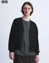 L ユニクロ Vネック カーディガン