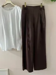 ブラウンサテン紐スラックス(S)