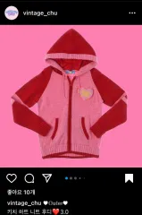 チュウヴィンテージ キッチュ ハート ニット ジップアップパーカー フード付き メゾピアノ st