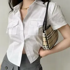 ダブルポケット スリム 半袖 シャツ M