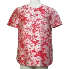 ステラマッカートニー STELLA McCARTNEY ジャカードシャツ プルオーバー 花柄 半袖 シルク混 36 XS相当 赤 レッド /Xのサムネイル