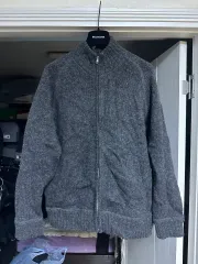 L 旧モデル UNIQLO ユニクロ ニット ジップアップ カーディガン チャコール