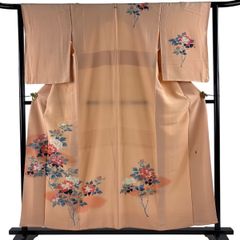 B◇着物くつろぎ 夏物 アザミの花 付下げ 綿 薄物 絽 紗 着物 - メルカリ