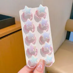 髪に優しい痛くないタイプ おさげ用ゴム パール・スター・ハート柄ヘアゴム かわいいデザイン 個セット ガールズヘアアクセサリー(1B/10個セット) 10 キッズヘアゴム