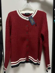 ポロ ラルフローレン ケーブル ニット カーディガン バーガンディ