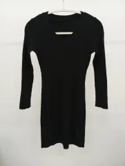 260316-10 ブラック ニット ミニ ONE PIECE