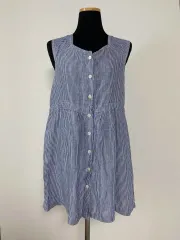 青 ノースリーブ ストライプ