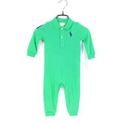 Ralph Lauren(ラルフローレン) 幼児 コットン ボディスーツ 緑 9M ( HU37618 )